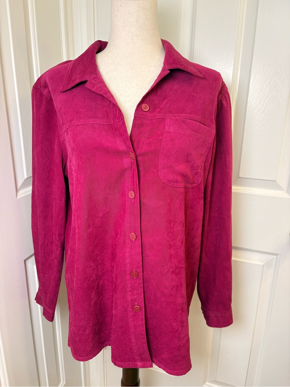 Vintage Y2K Allison Daley Purple Faux Suede Button Shirt Jacket Size 10